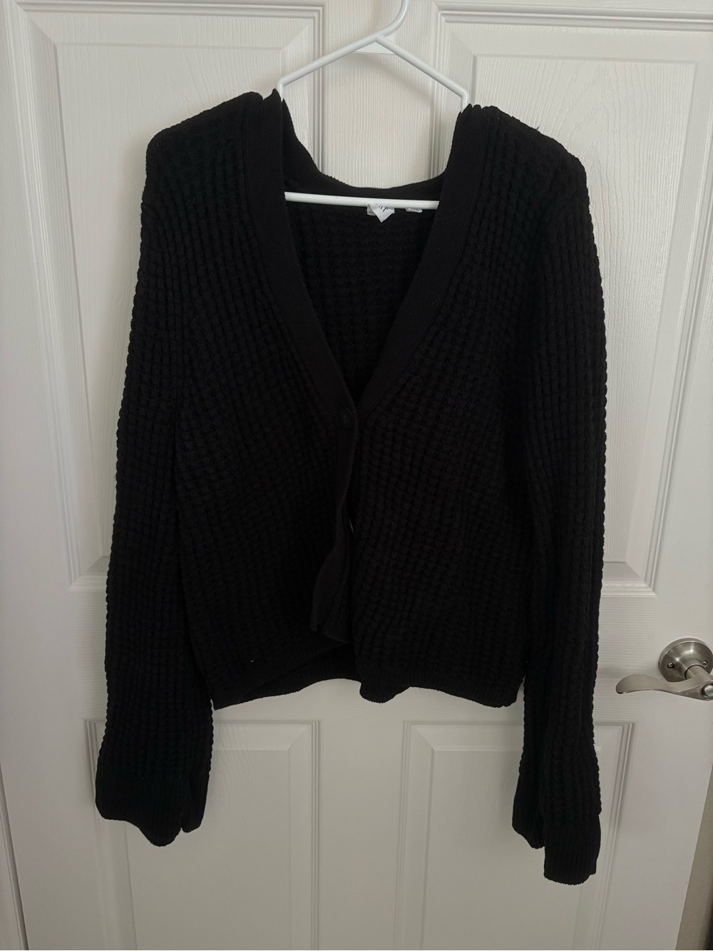 The Gap Black Waffle-Knit V-Neck Women's Sweater